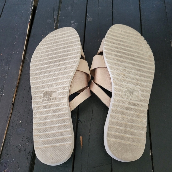 Sorel Women's 9.5 Ella Rose Gold Natural Slip On Sandals Slides Comfort - Picture 4 of 8